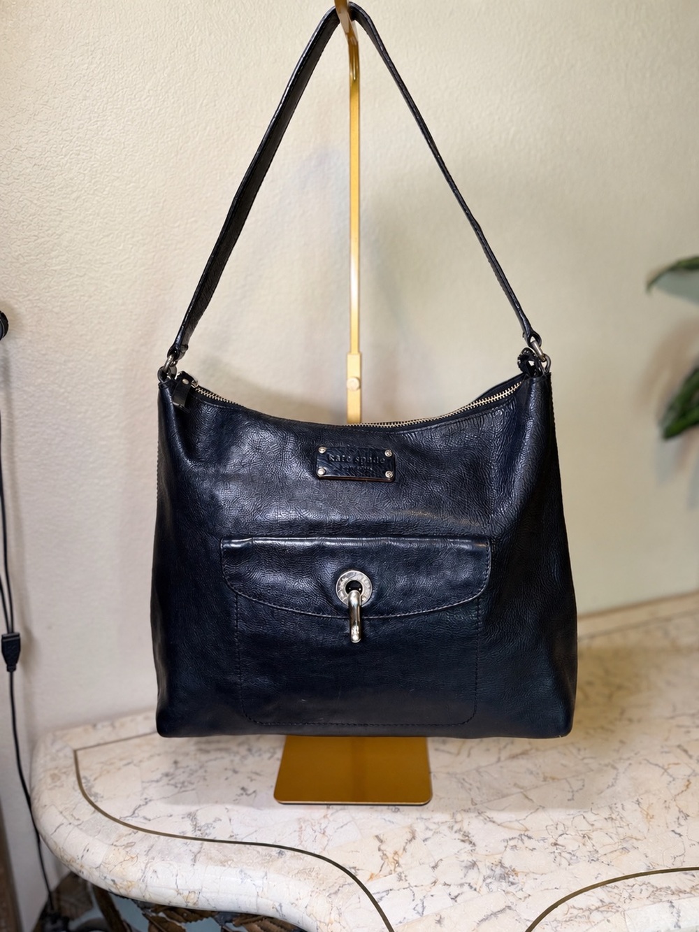 Kate Spade Black Shoulder Bag With Front Lock